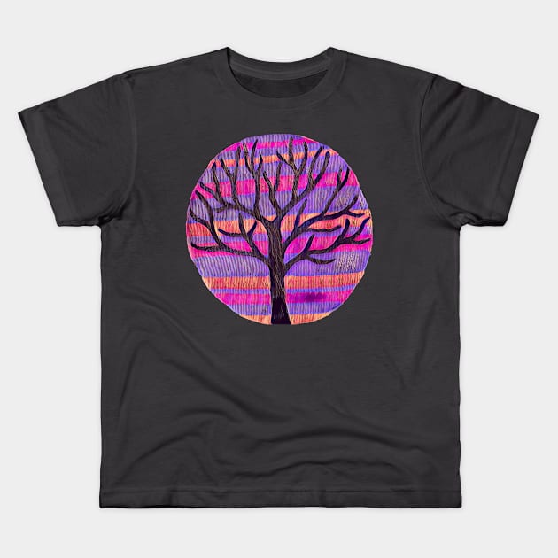 Tree in Pink Wash Kids T-Shirt by LuvbuzzArt